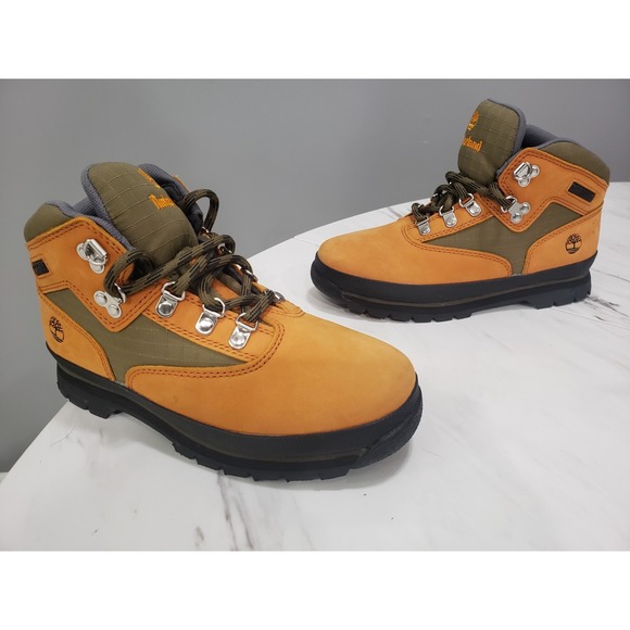 NEW Timberland Boys Euro Hiker Boot Wheat Nubuck A61WH Size 4 - Picture 1 of 7